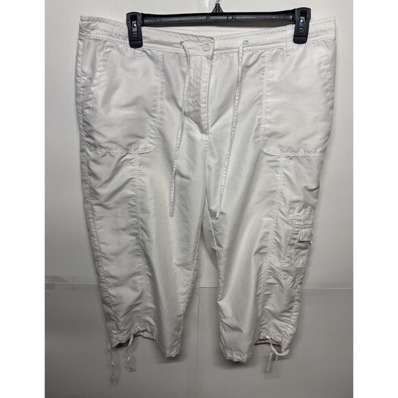 Canda Collection at C&A White Cargo Capri Pants Women’s Size 18 Drawstring Hem - Picture 1 of 12